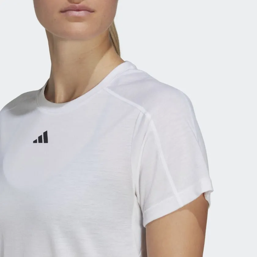 ADIDAS WOMEN'S AEROREADY TRAIN ESSENTIAL MINIMAL WHITE CREWNECK TEE