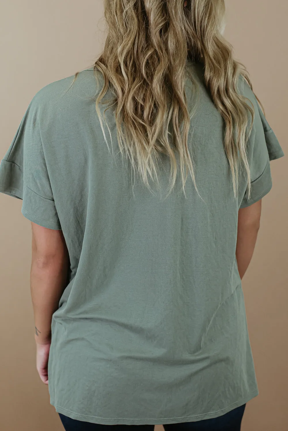 All Basic V Neck Tee, Sage