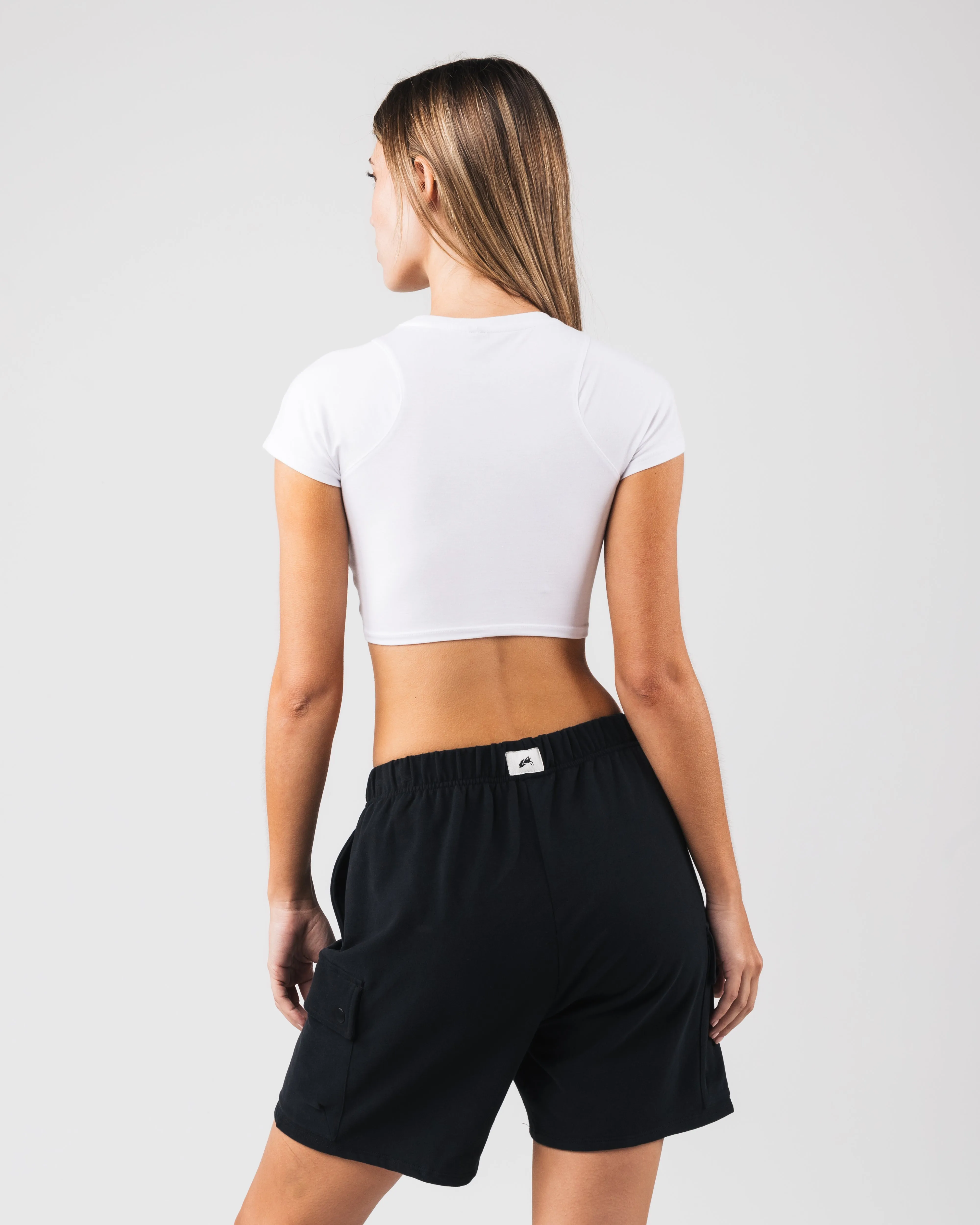 Angled Crop Tee - White