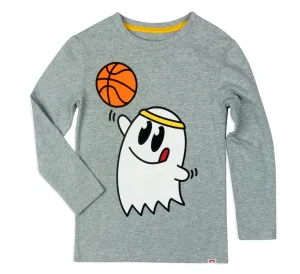 Appaman - Graphic Basketball Ghost Long Sleeve Tee in Heather Mist