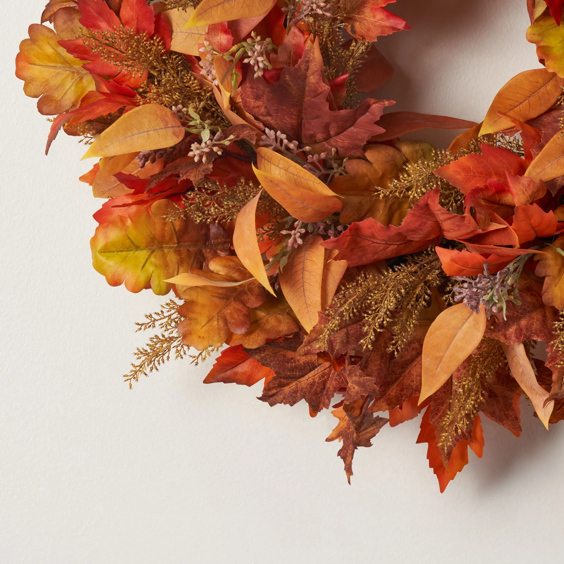 Autumn's Splendor - Mixed Maple Leaf, Eucalyptus, & Wheat Grass Fall Front Door Wreath