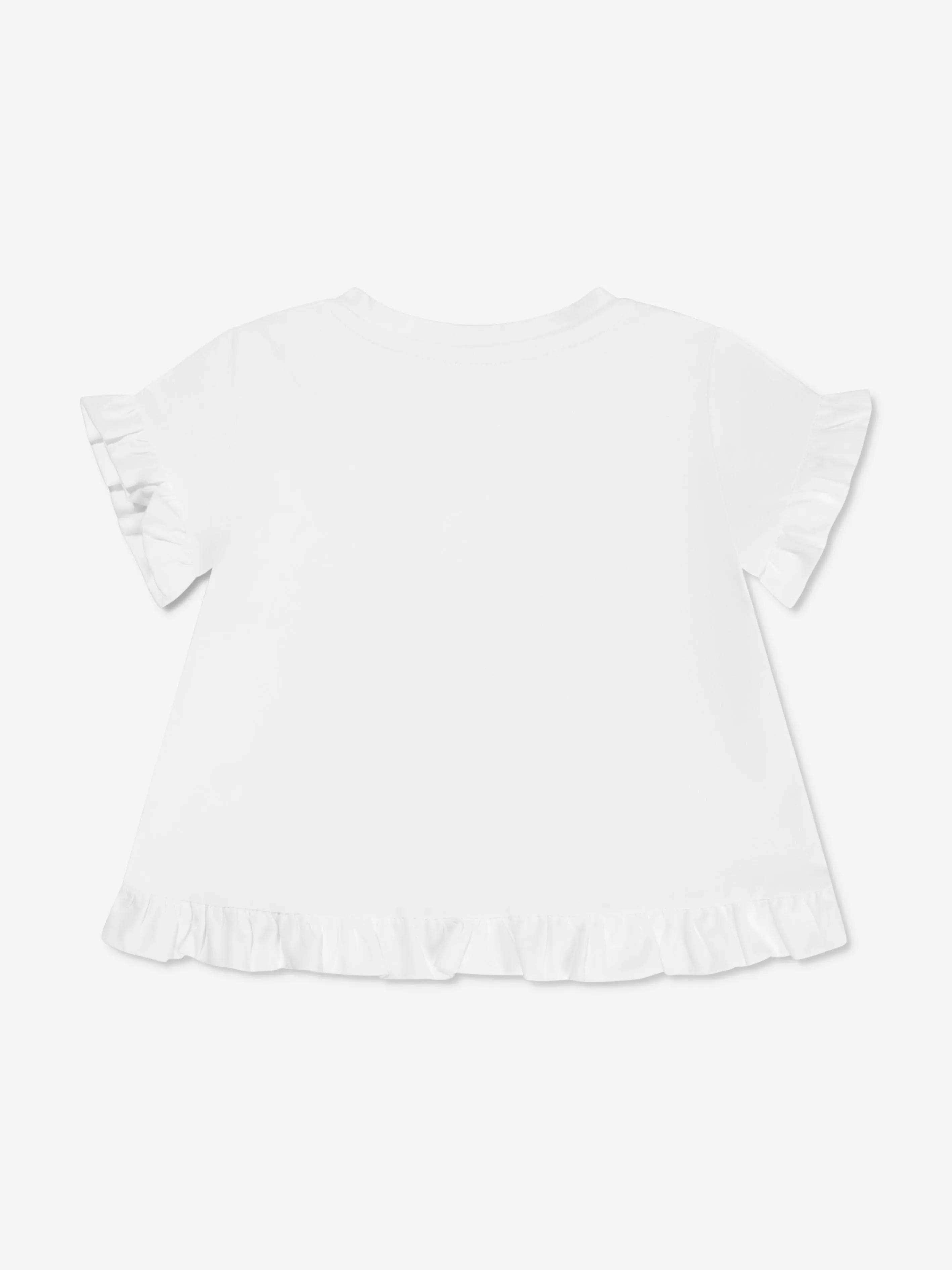 Balmain Baby Girls Logo Ruffle T-Shirt in White