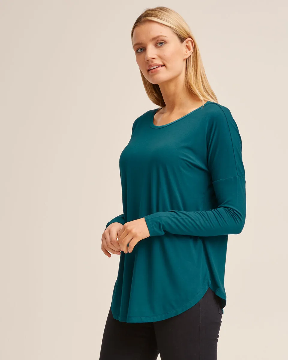 Bamboo Long Sleeve Nursing Tee - Evergreen