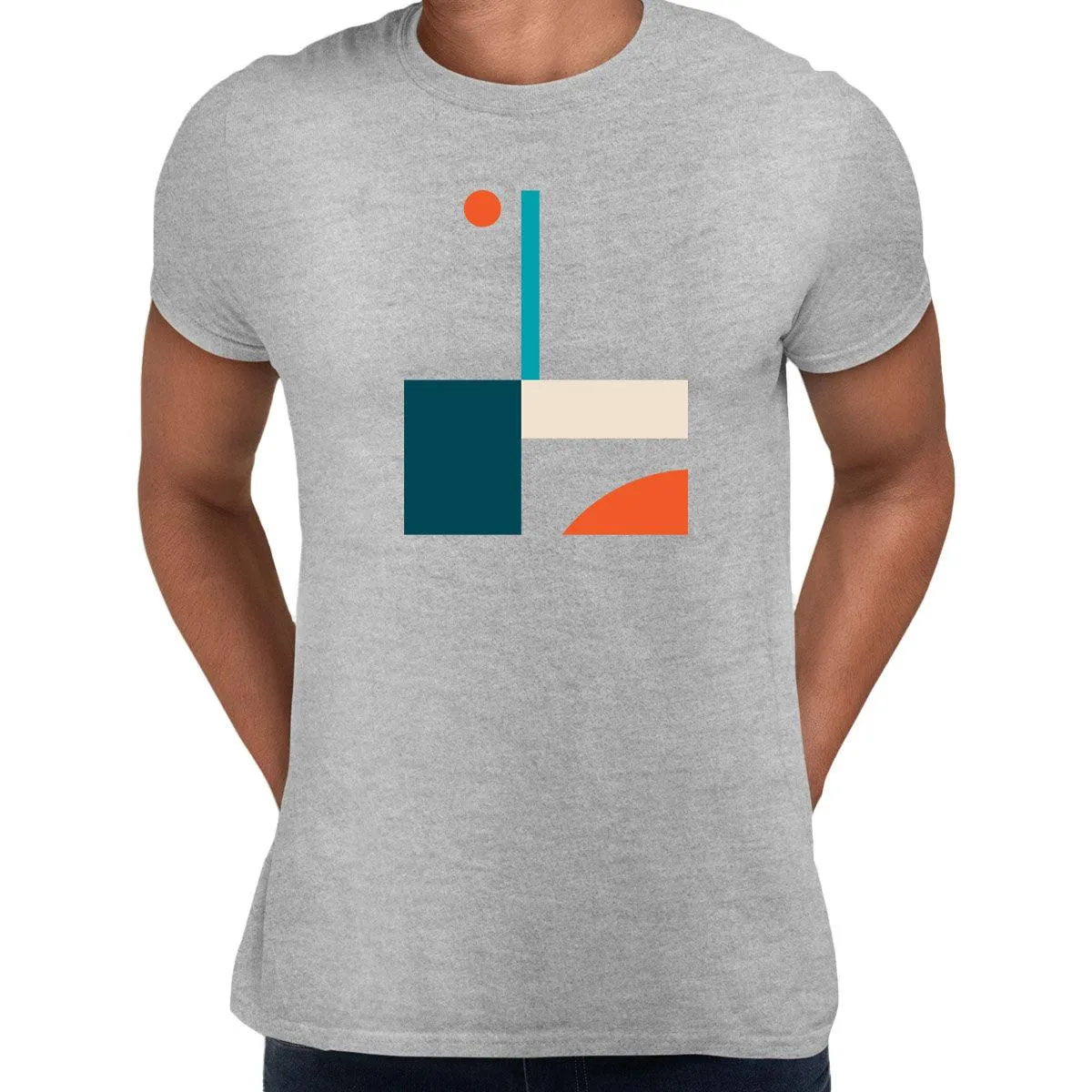 Basic Shapes Art Print T-Shirt Abstract Design Short Sleeve Round Neck Funny Unisex T-shirt