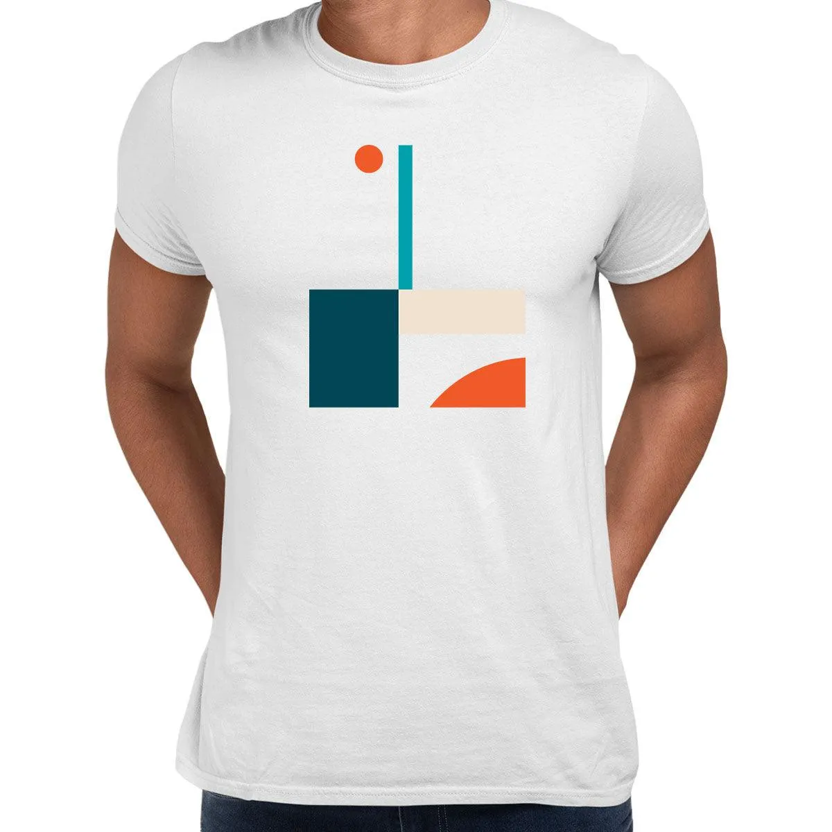 Basic Shapes Art Print T-Shirt Abstract Design Short Sleeve Round Neck Funny Unisex T-shirt