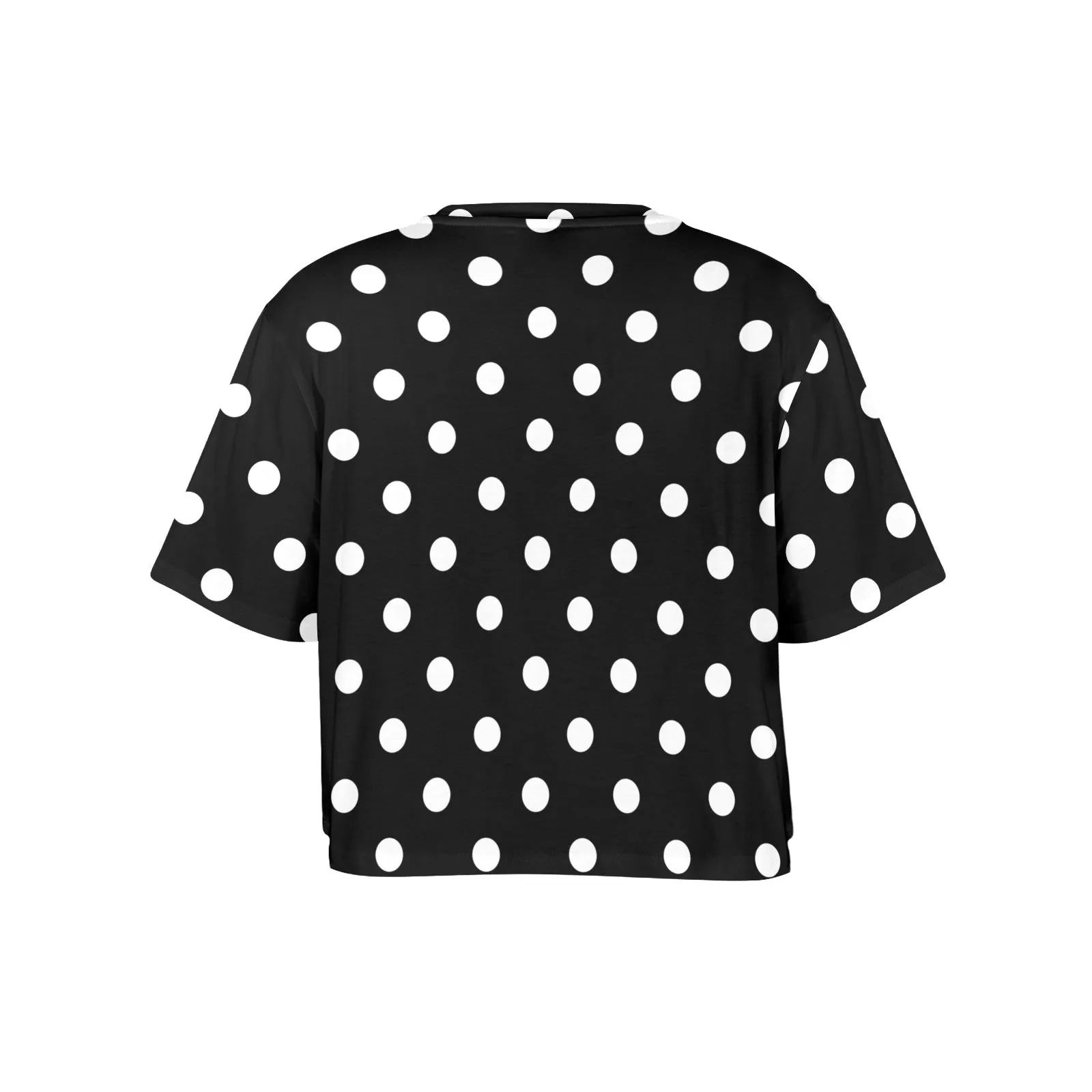 Black With White Polka Dots Women's Cropped T-shirt