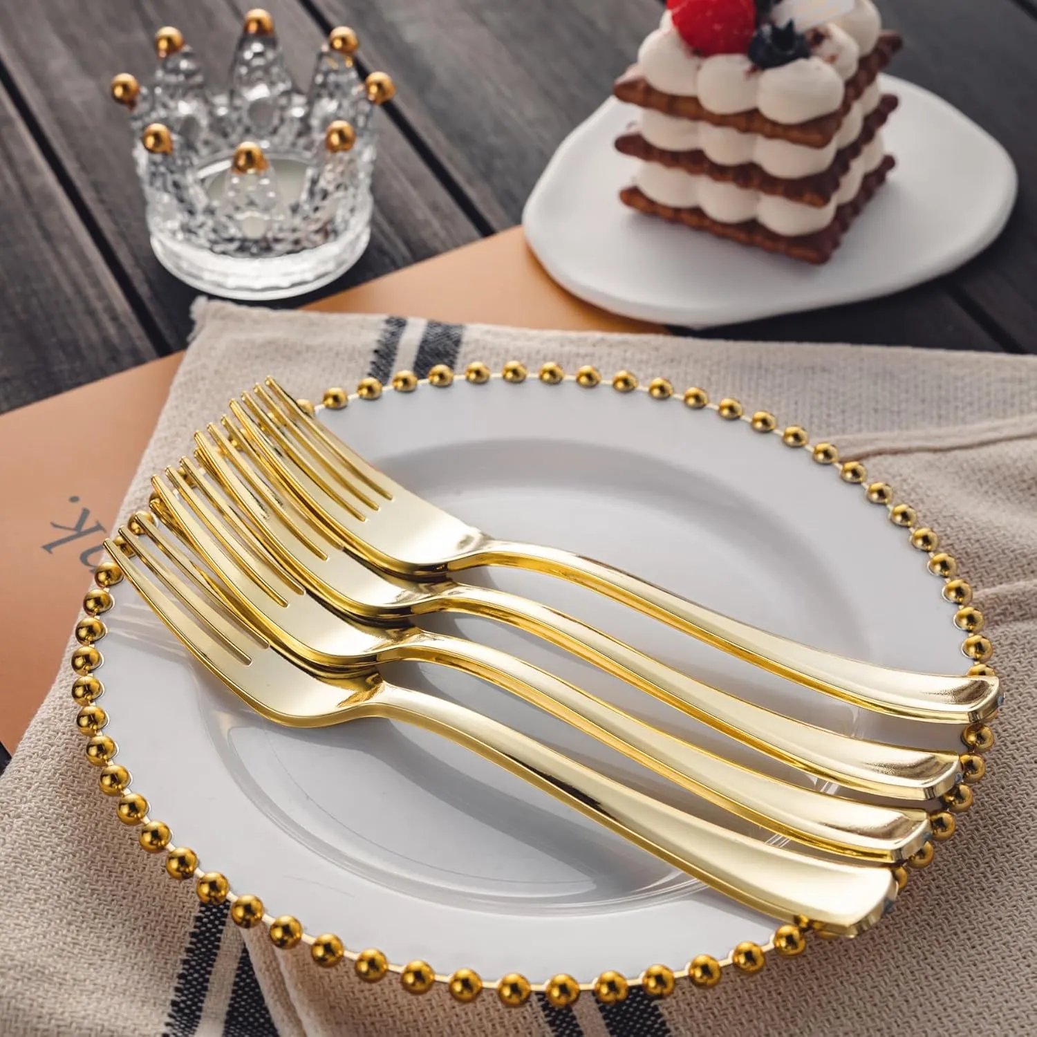 *BULK* Premium Extra Heavy Weight Plastic Gold Polished Forks