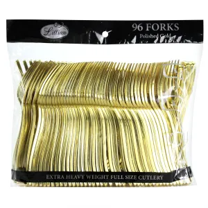 *BULK* Premium Extra Heavy Weight Plastic Gold Polished Forks