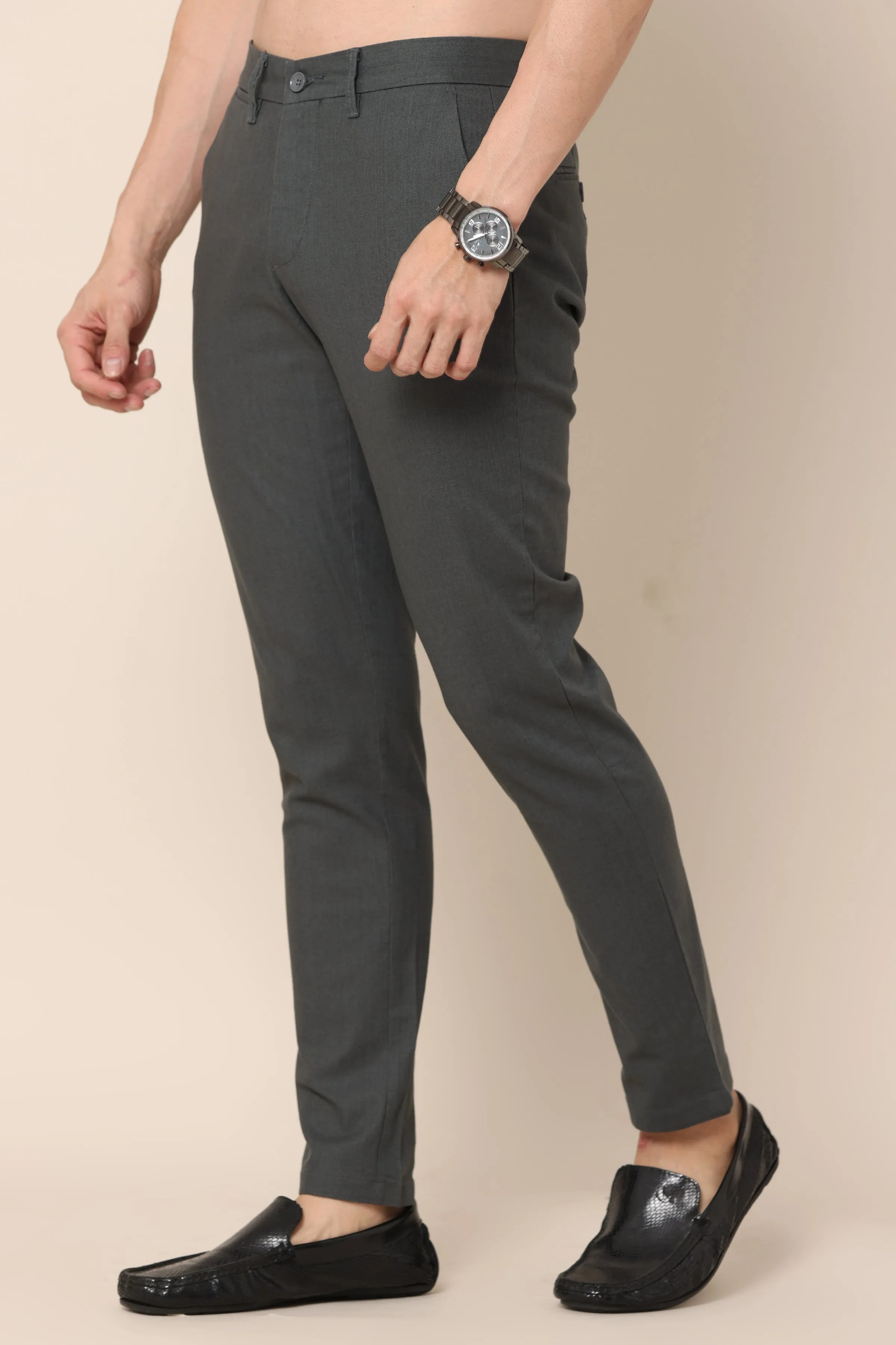 Charcoal Grey Slim-Fit Trousers