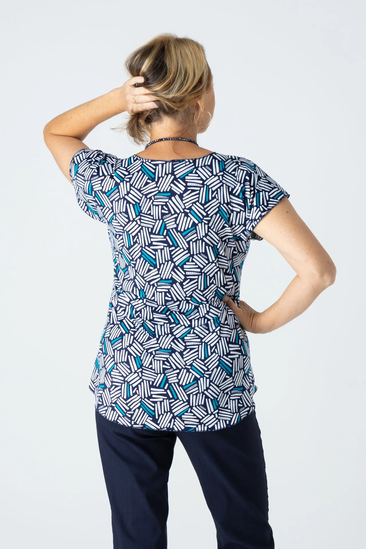 Chopsticks Print Short Sleeve Jersey Top