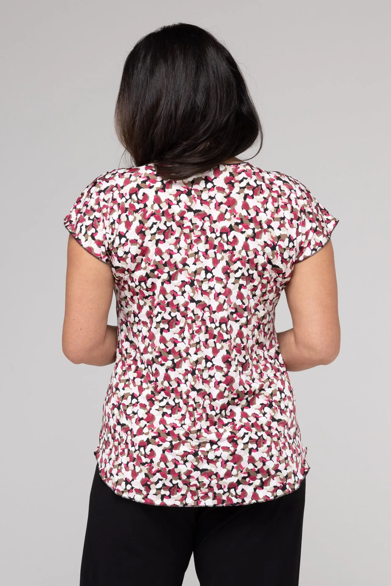 Confetti Print Short Sleeve Jersey Top