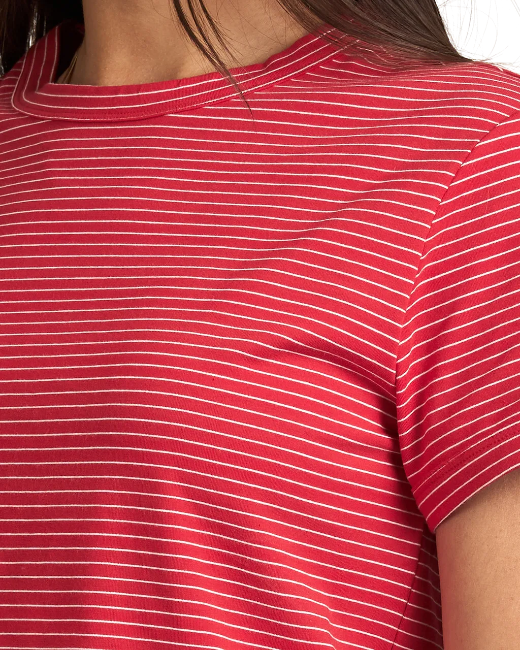 Cropped Striped Tee - Red/White