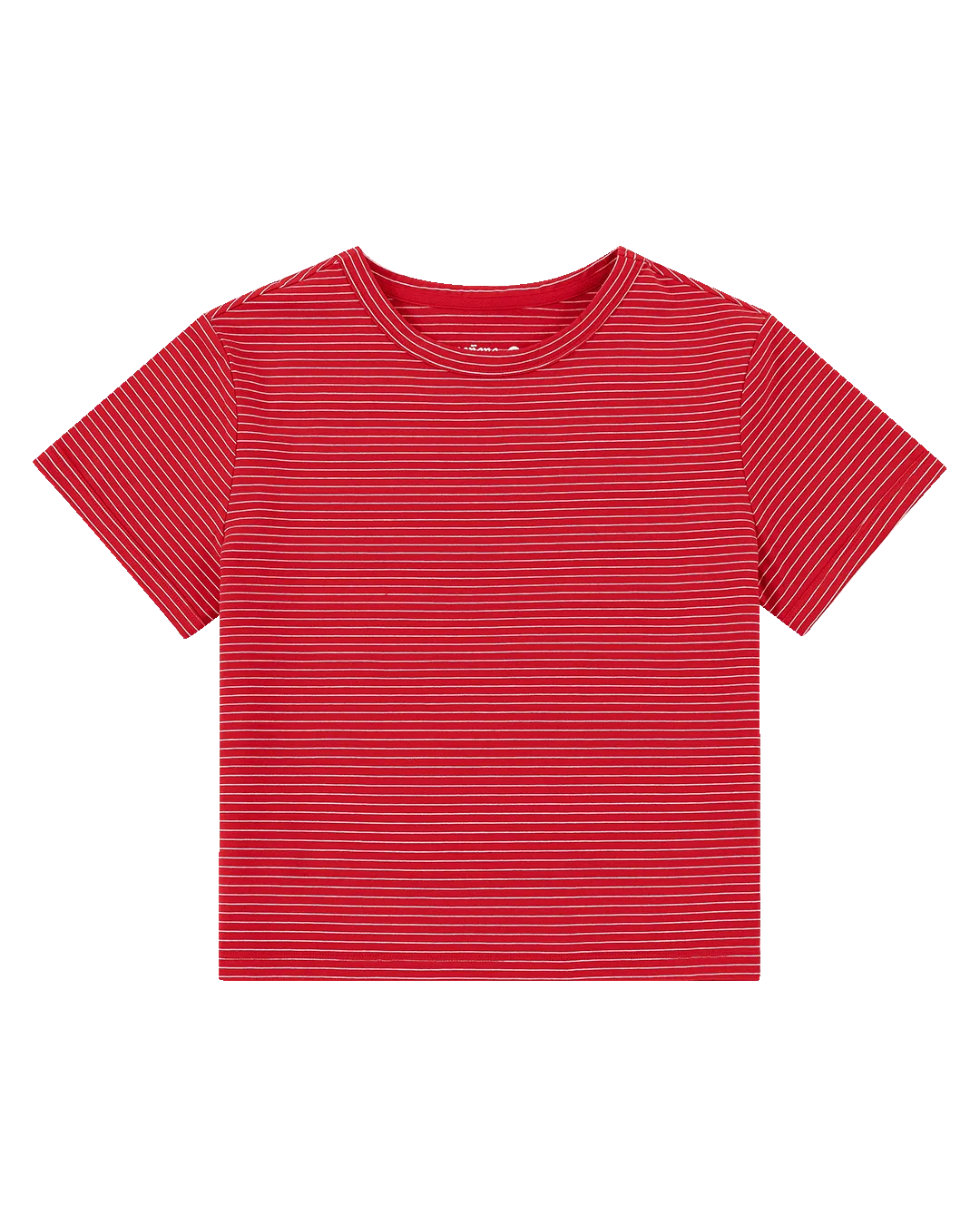 Cropped Striped Tee - Red/White