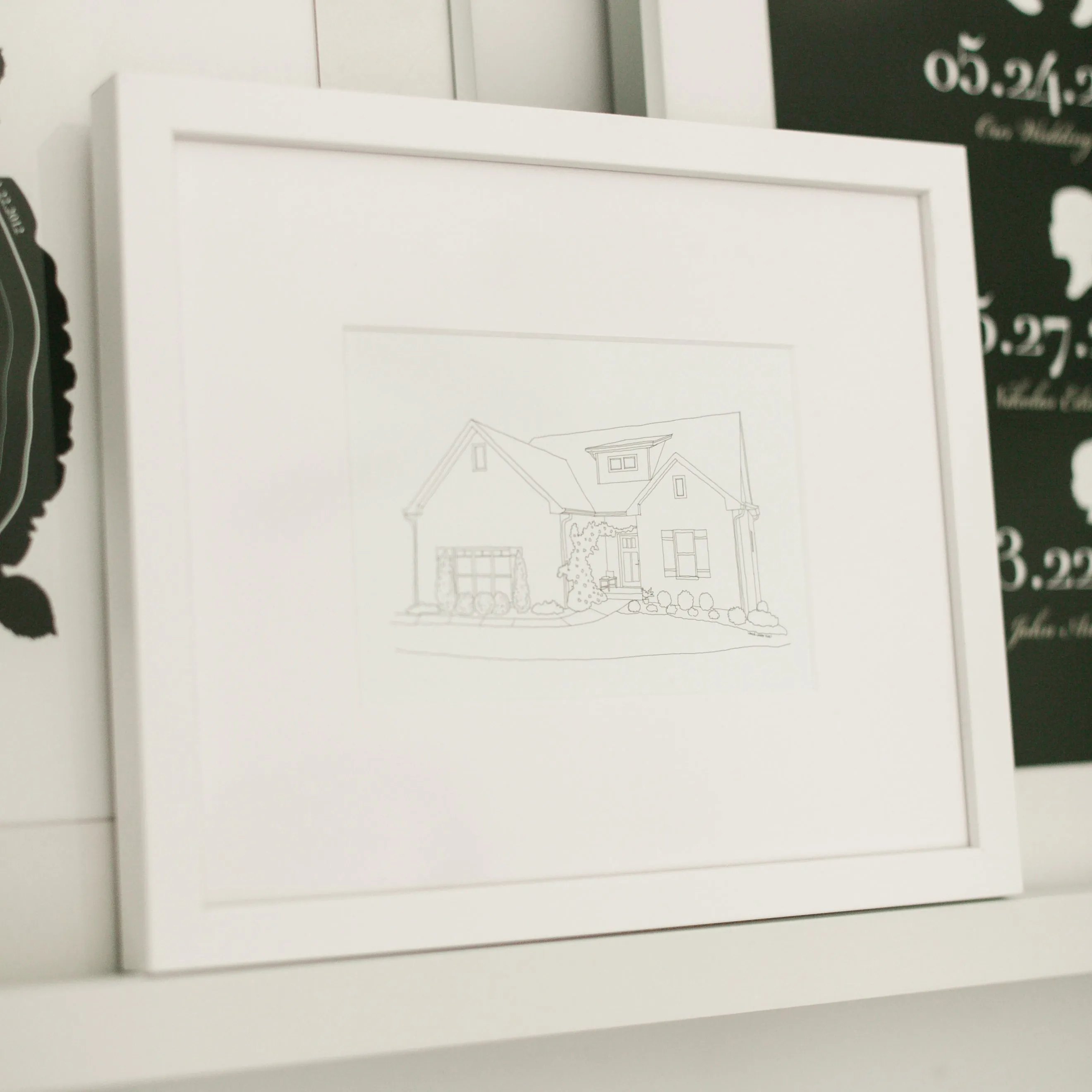 Custom Architectural House Sketch (Framed)