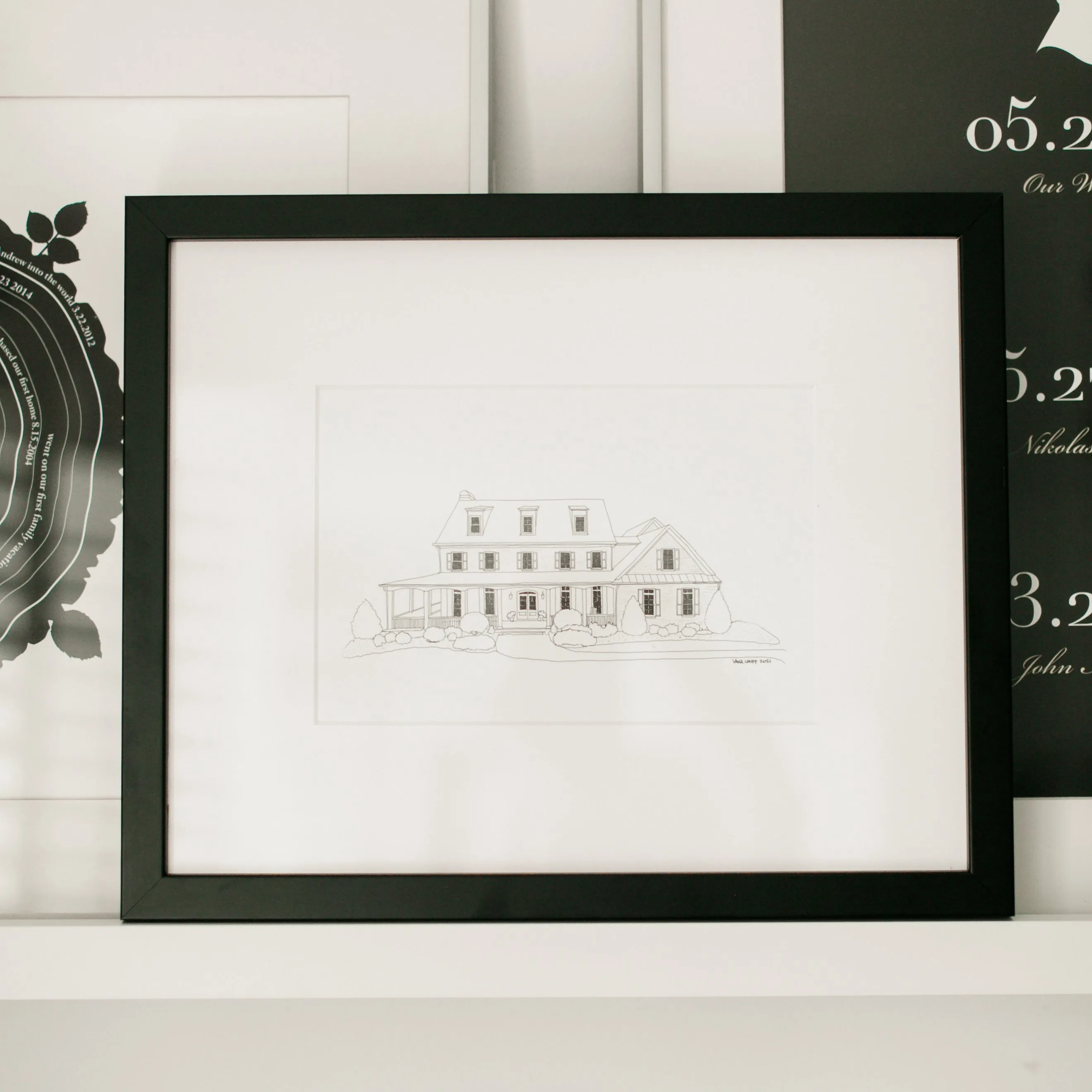 Custom Architectural House Sketch (Framed)