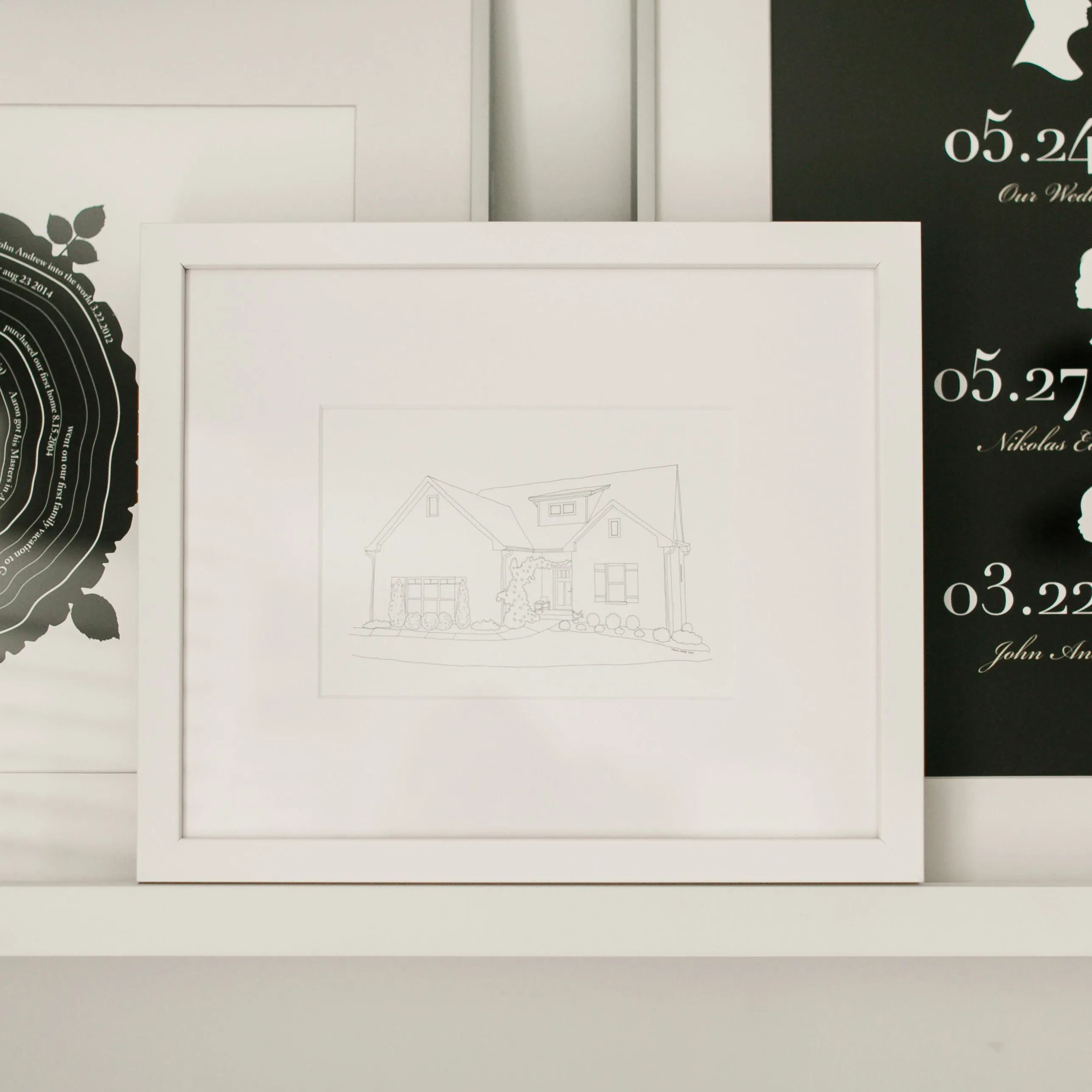 Custom Architectural House Sketch (Framed)