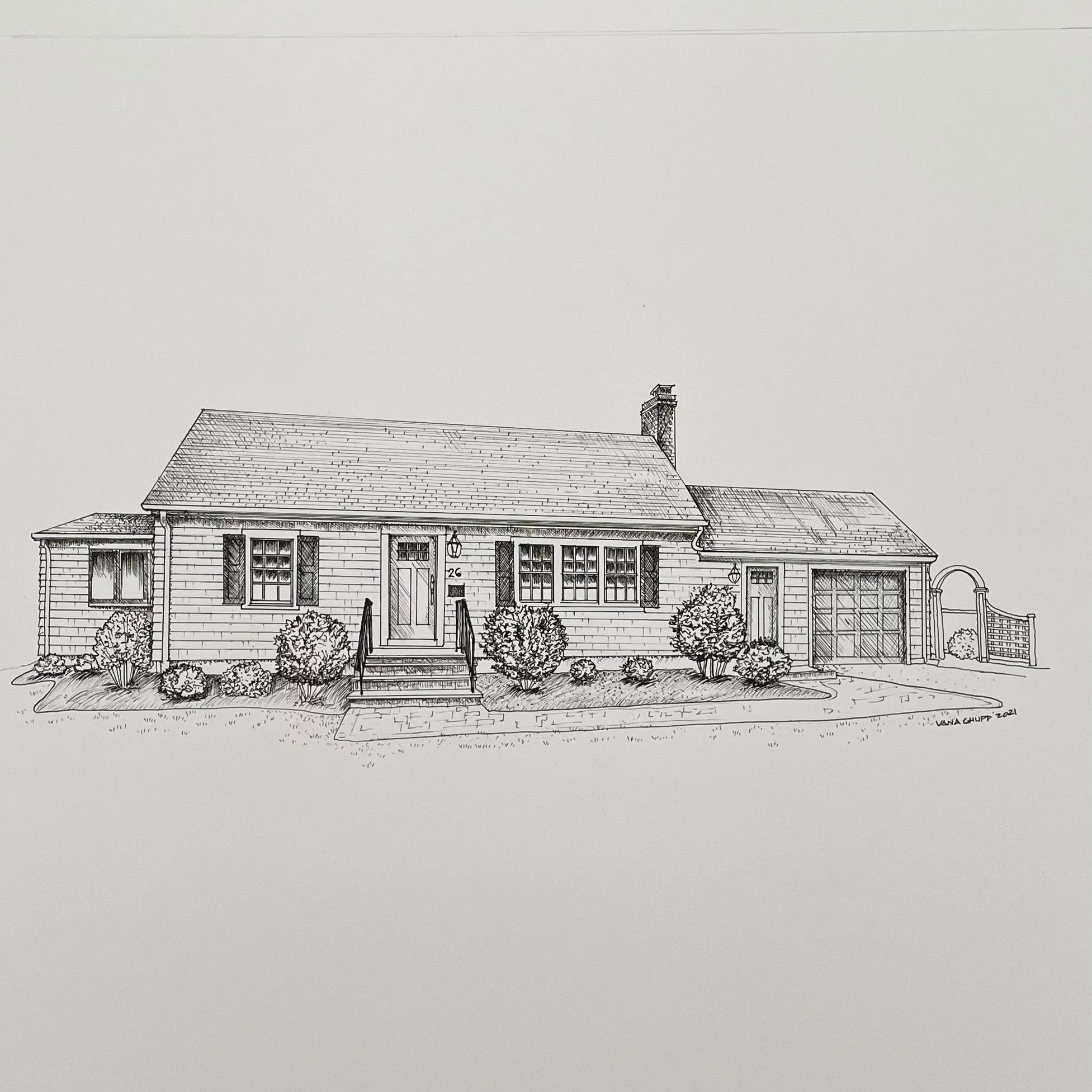 Custom House Illustration - Black Ink