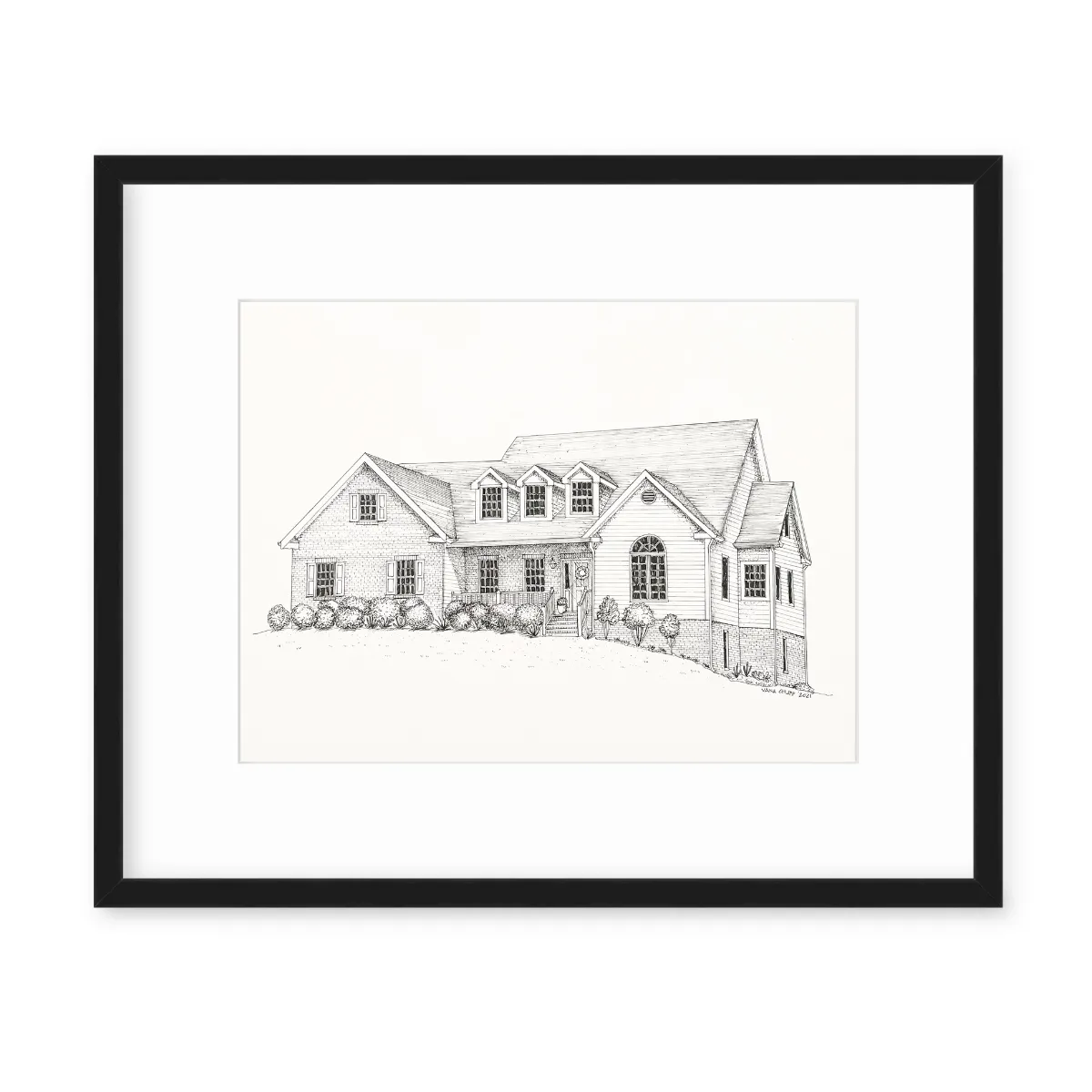 Custom House Illustration - Black Ink