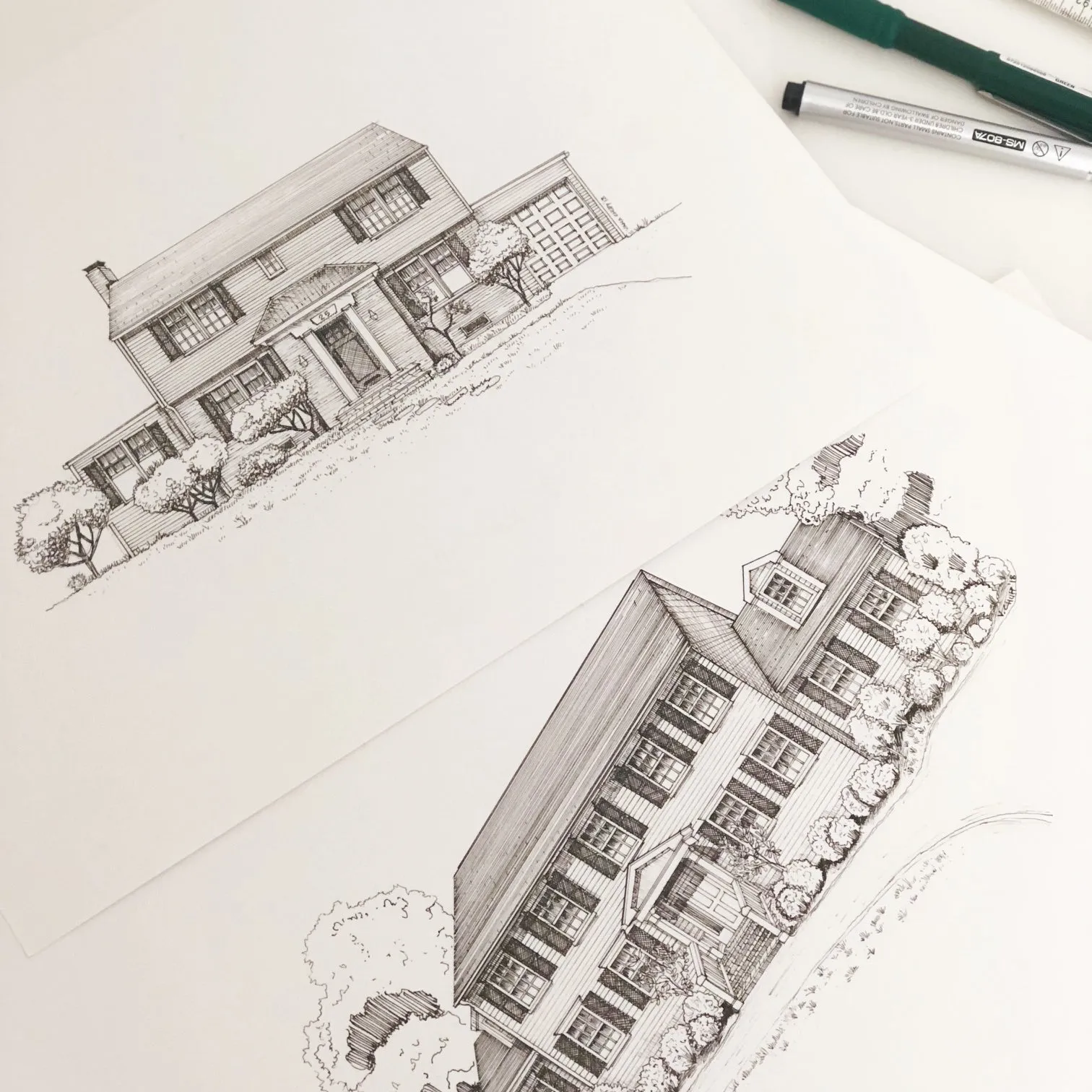 Custom House Illustration - Black Ink