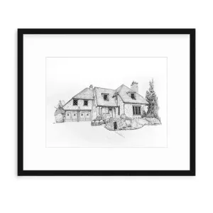 Custom House Illustration - Black Ink