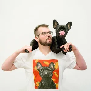 Custom Pet Art Mens V-neck