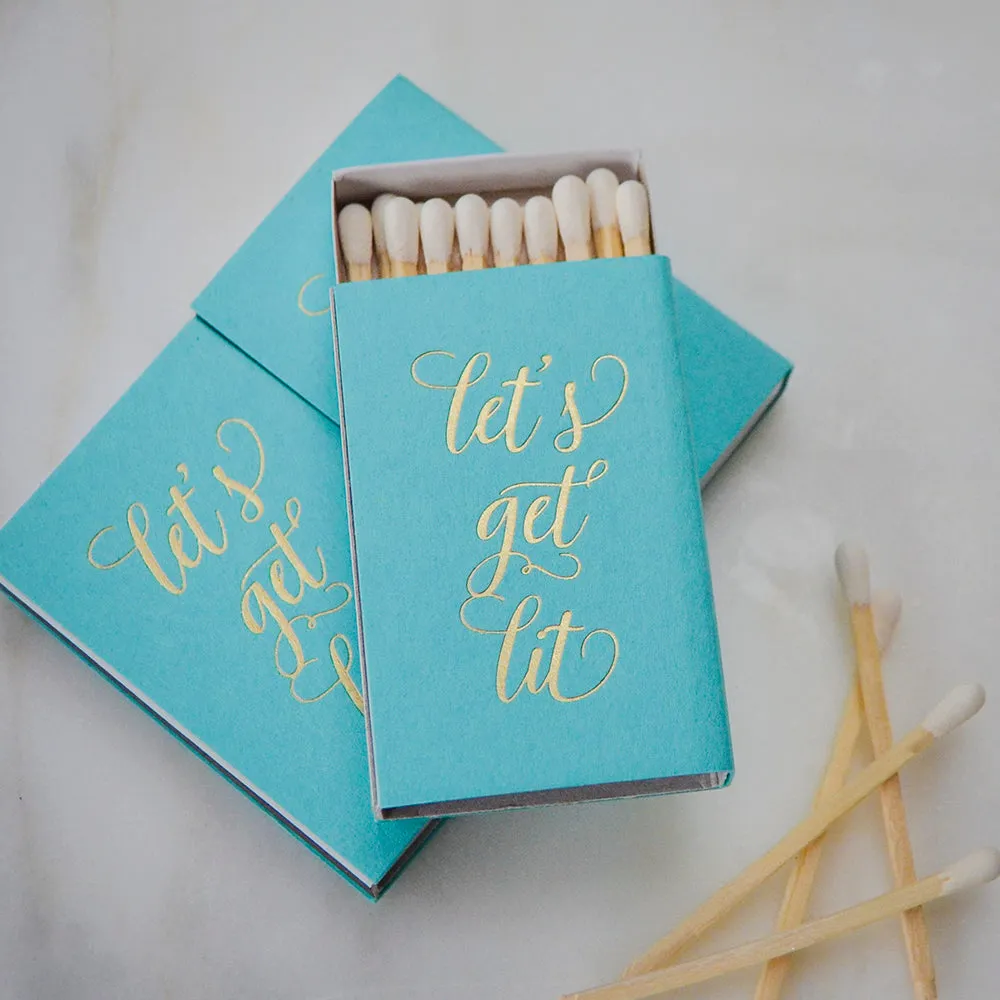 Custom "Let's Get Lit" Wedding Matches