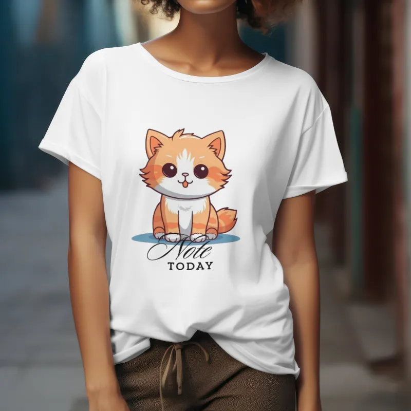 Cute Cat Note Today Unisex Heavy Cotton Tee