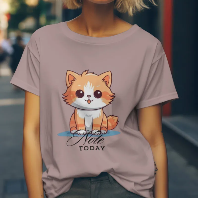 Cute Cat Note Today Unisex Heavy Cotton Tee