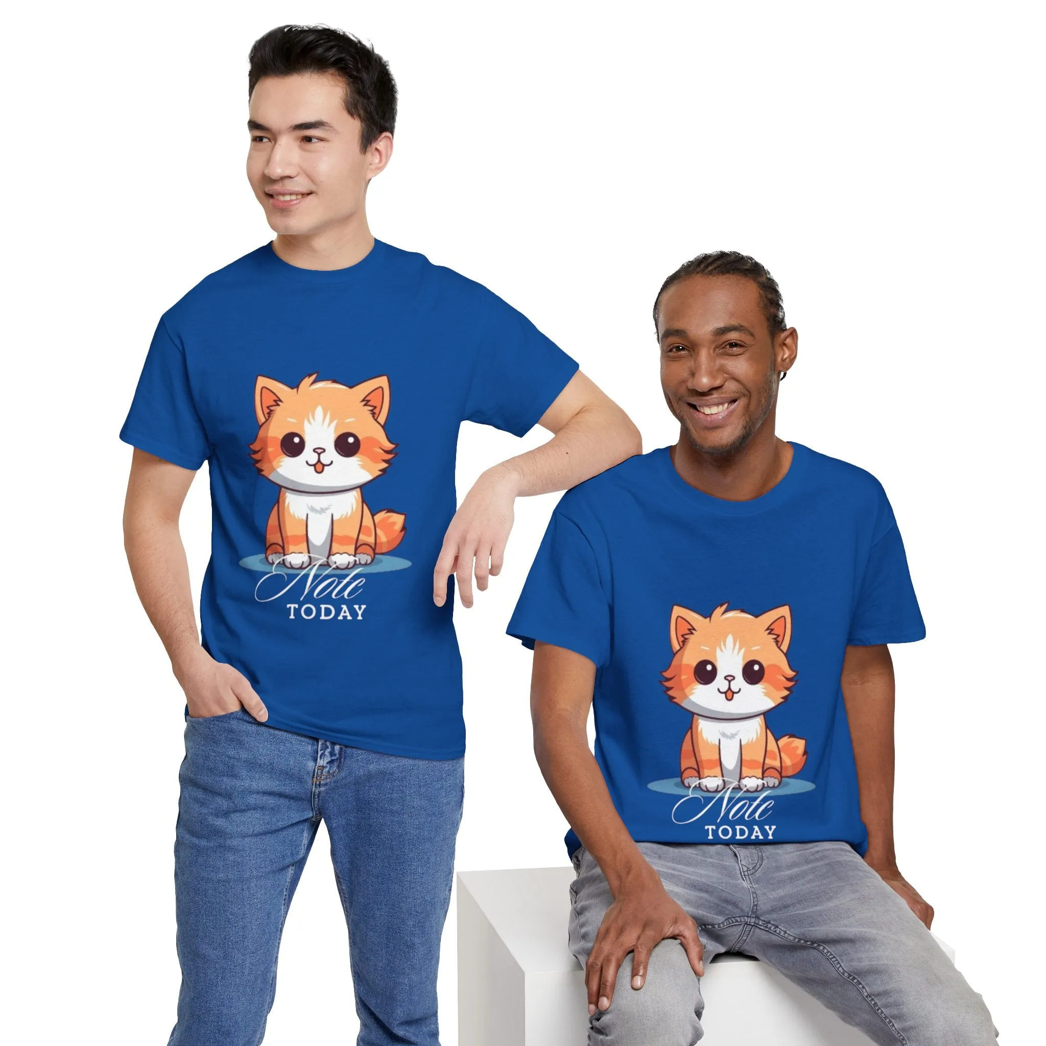 Cute Cat Note Today Unisex Heavy Cotton Tee