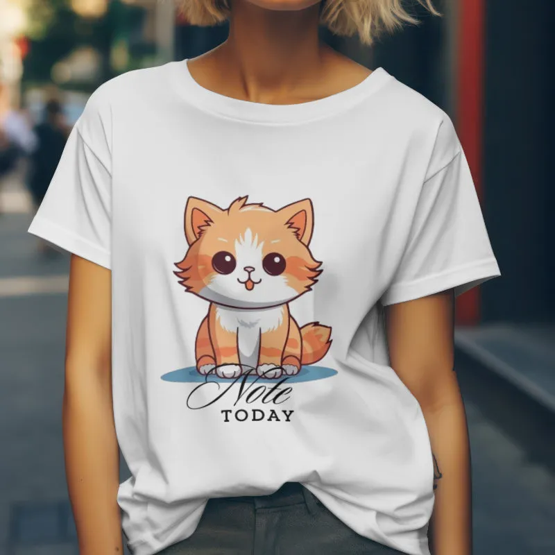 Cute Cat Note Today Unisex Heavy Cotton Tee