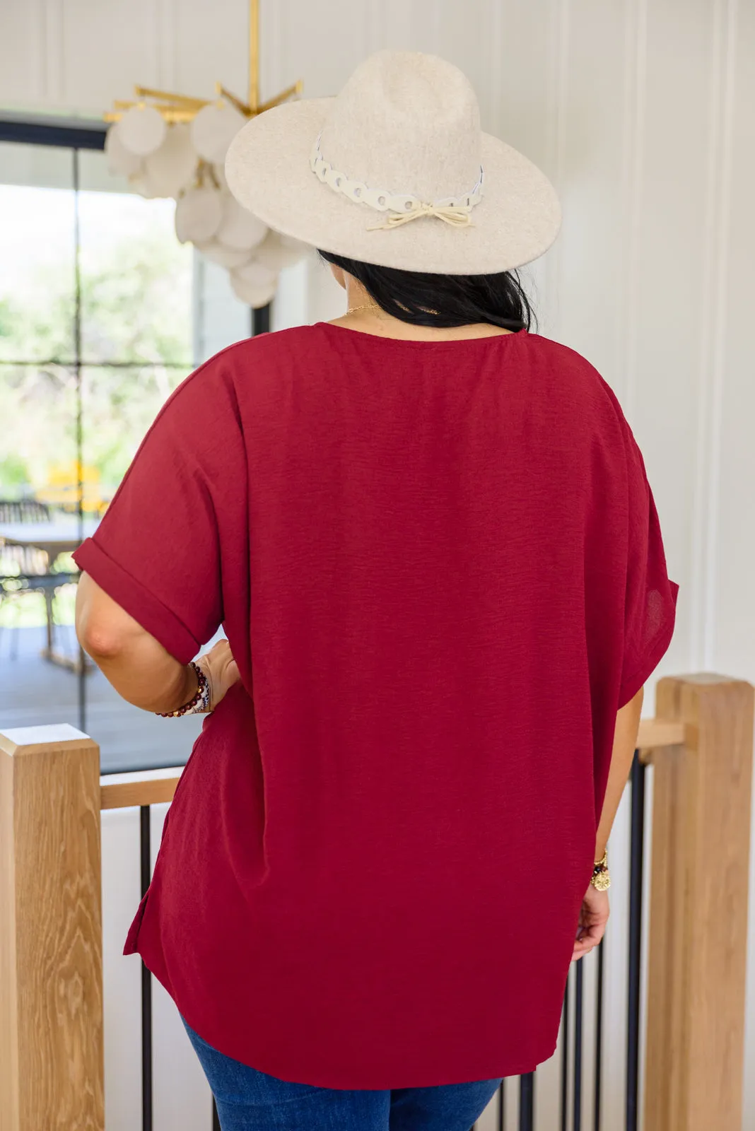 Delightful Days Dolman Sleeve Top In Burgundy