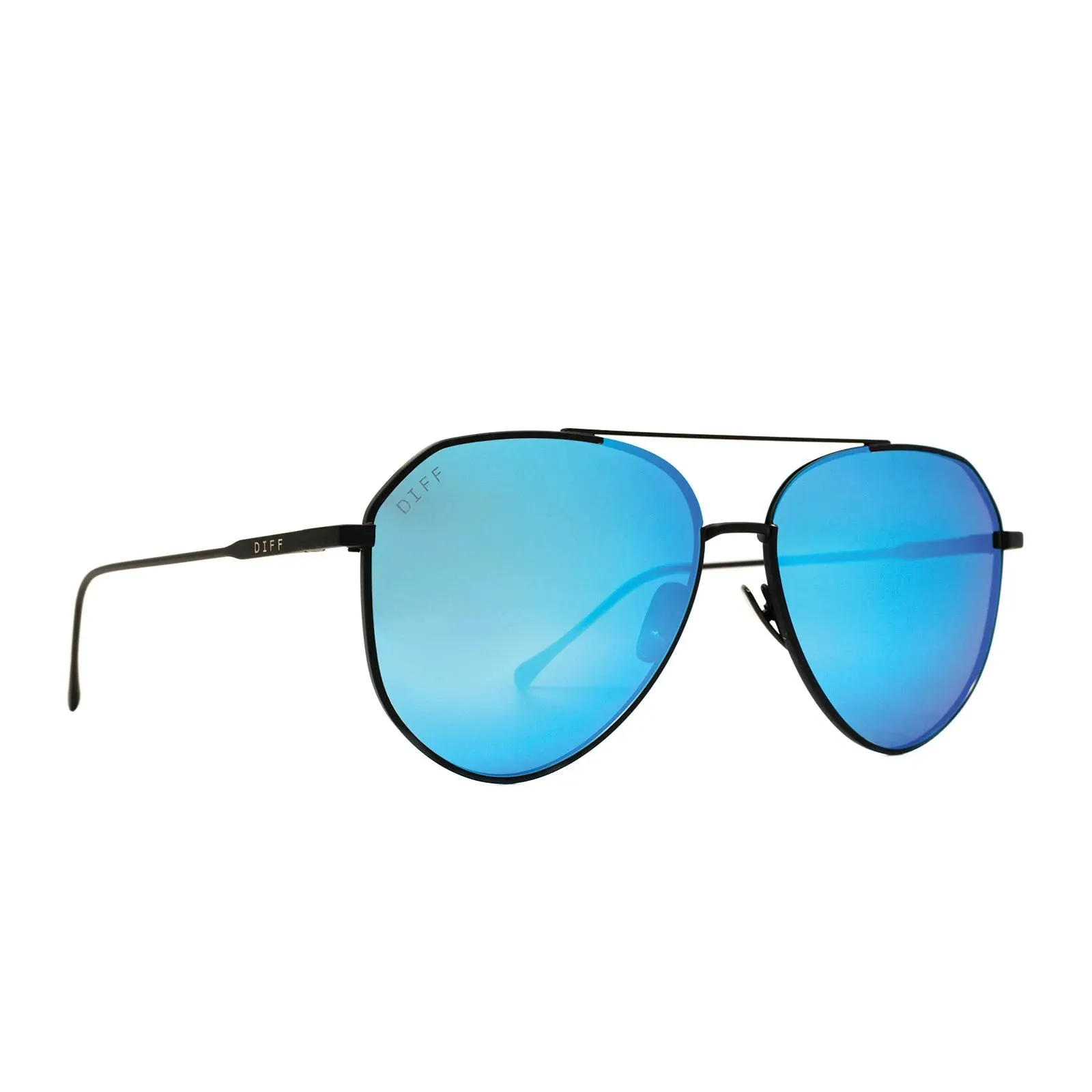 DIFF Dash Sunglasses - Matte Black   Blue Mirror   Polarized