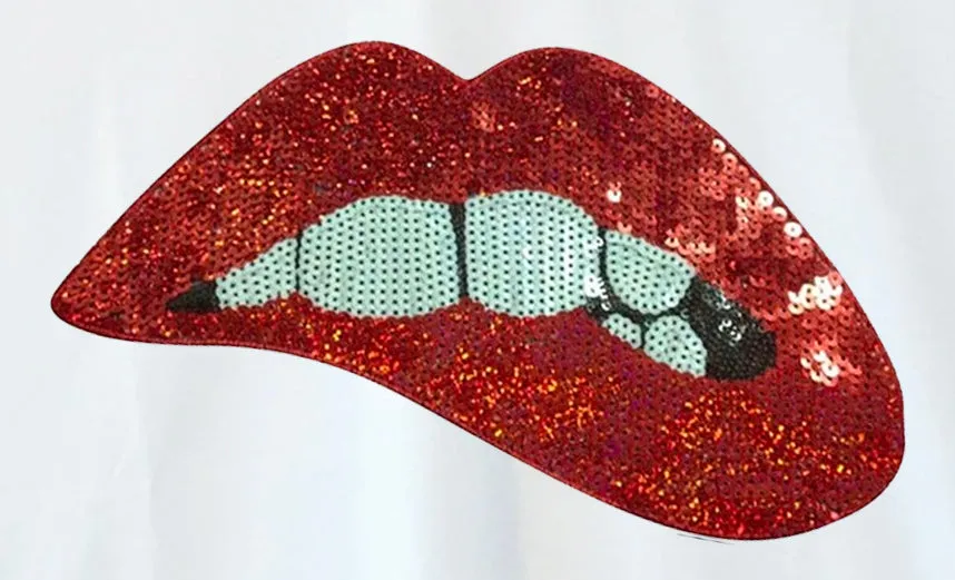 DWY-011 - Red Glitter Lips - White