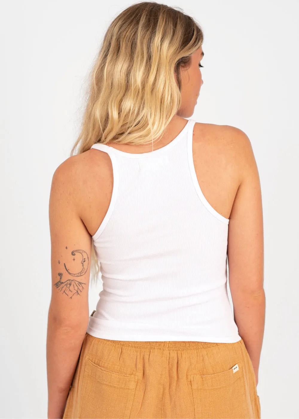 Endless Summer Ribbed Tank in White