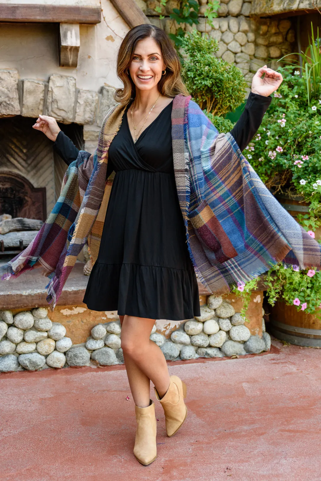 Fab In Plaid Kimono With Pockets