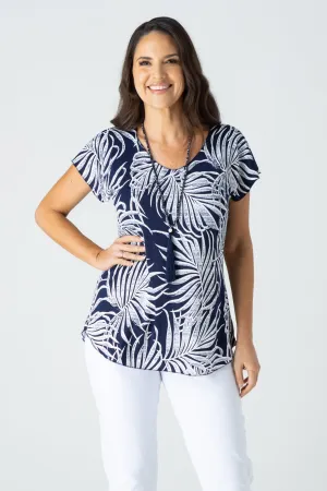 Fern Print Short Sleeve Jersey Top