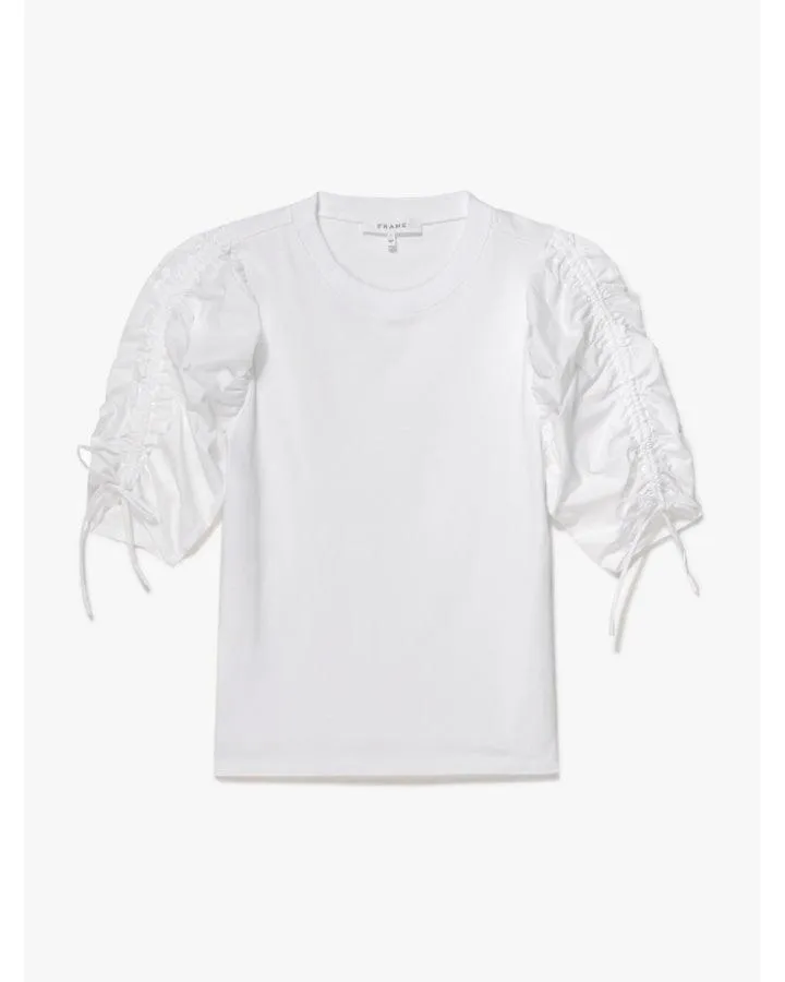 Frame Ruched Tie Sleeve Tee