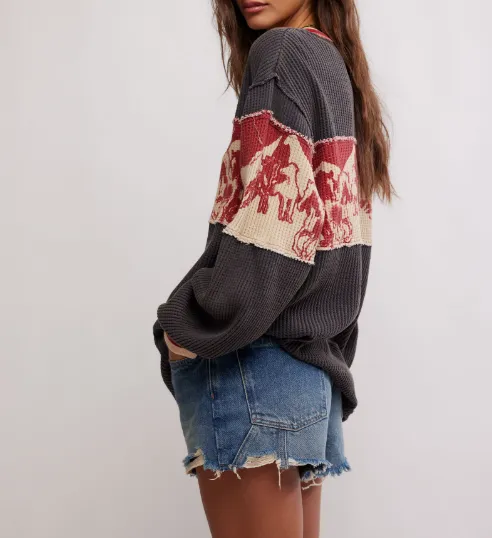 Free People Big Sky Graphic Tee - RED COMBO