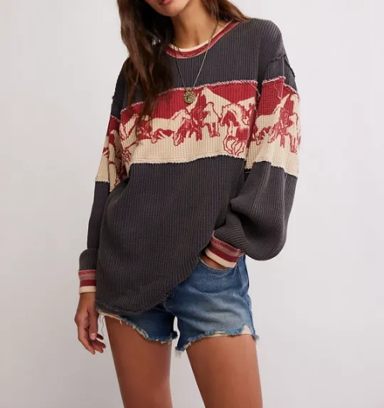 Free People Big Sky Graphic Tee - RED COMBO