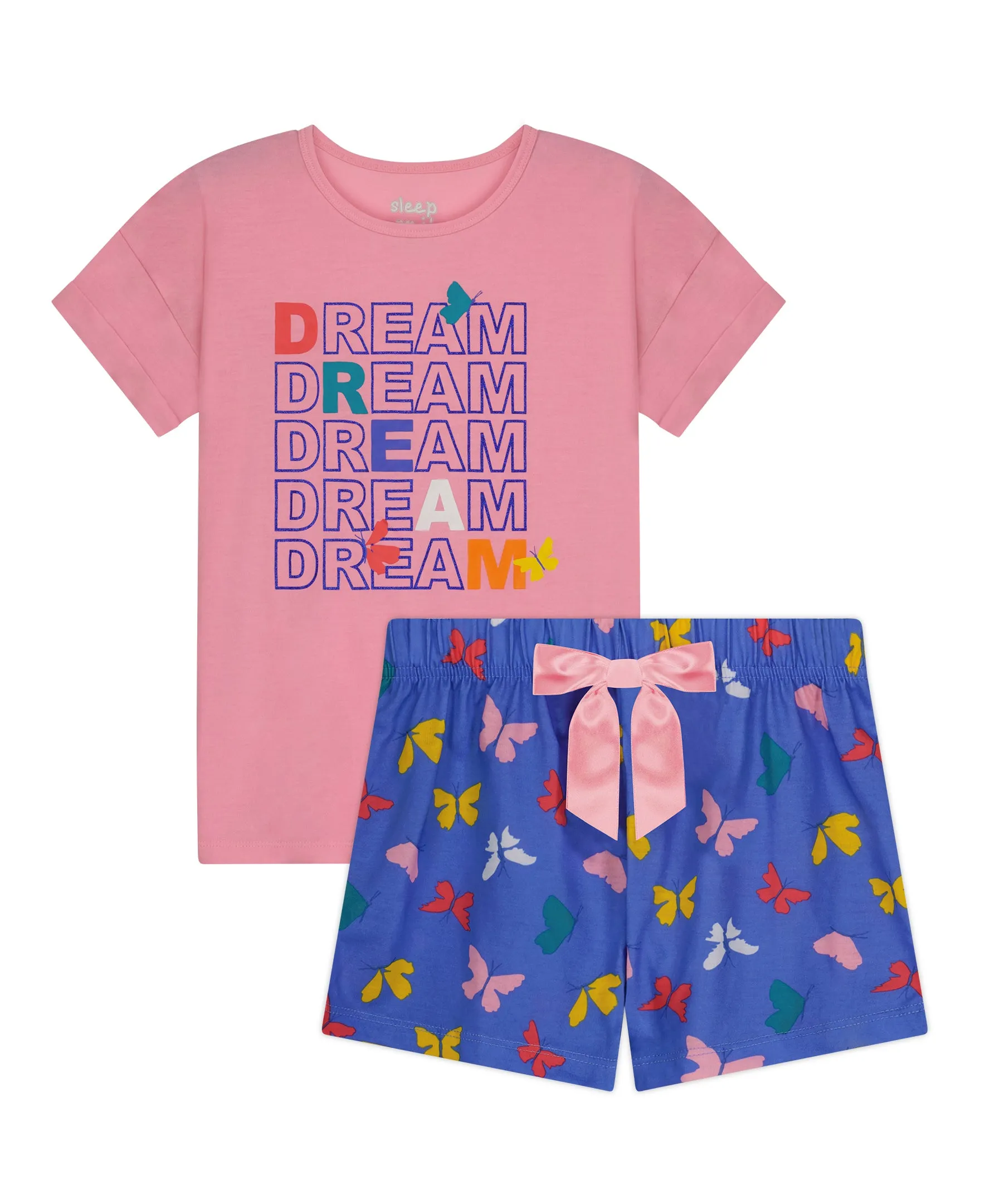 Girls Butterfly Dreams 2-Piece Pajama Shorts Sleep Set