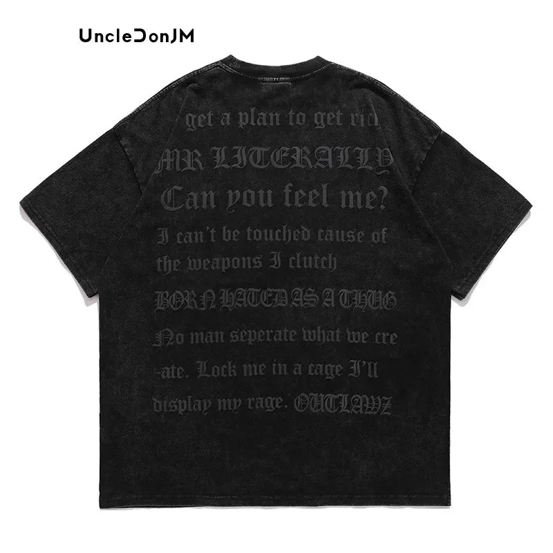 Gothic Letter Foaming Printing Short-sleeved T-shirt for Men - Streetwear Y2k Oversized T Shirt