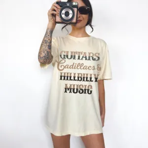 Guitars Cadillacs Hillbilly Music Comfort Colors® T-Shirt, T-Shirt Dress, Country Music Graphic Tee, Oversized print,T-Shirt, Gift for Mom