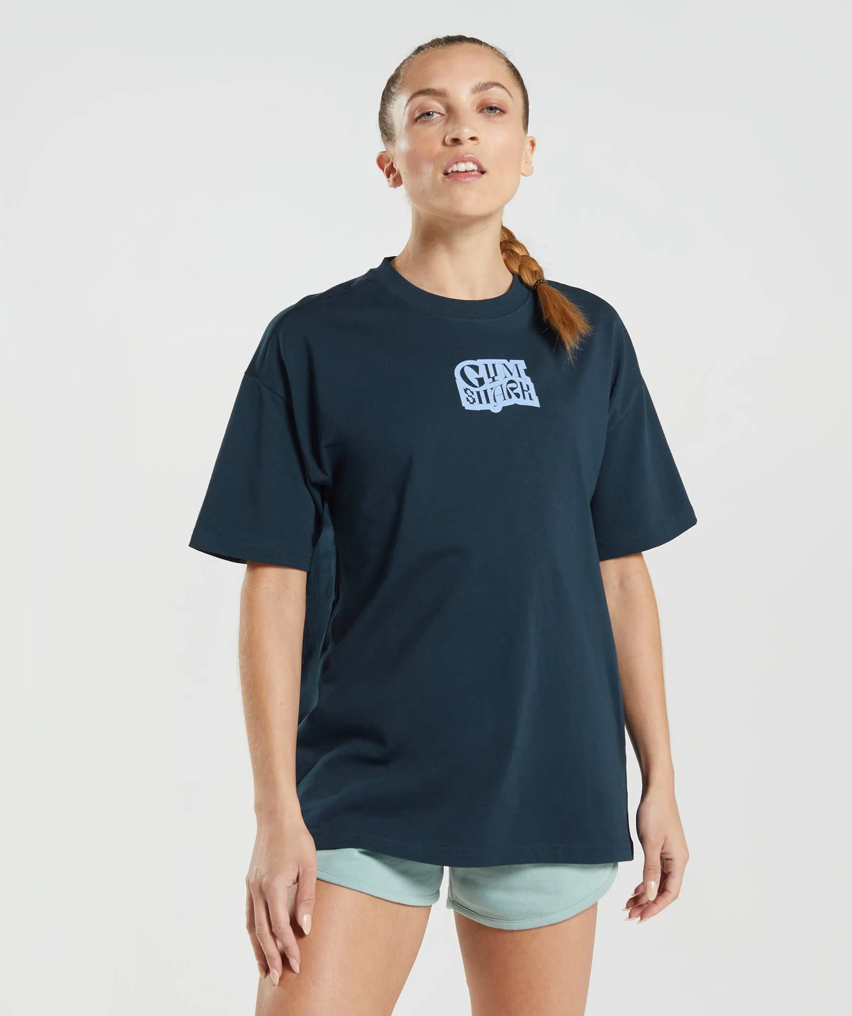 Gymshark Logo Graphic Oversized T-Shirt - Navy