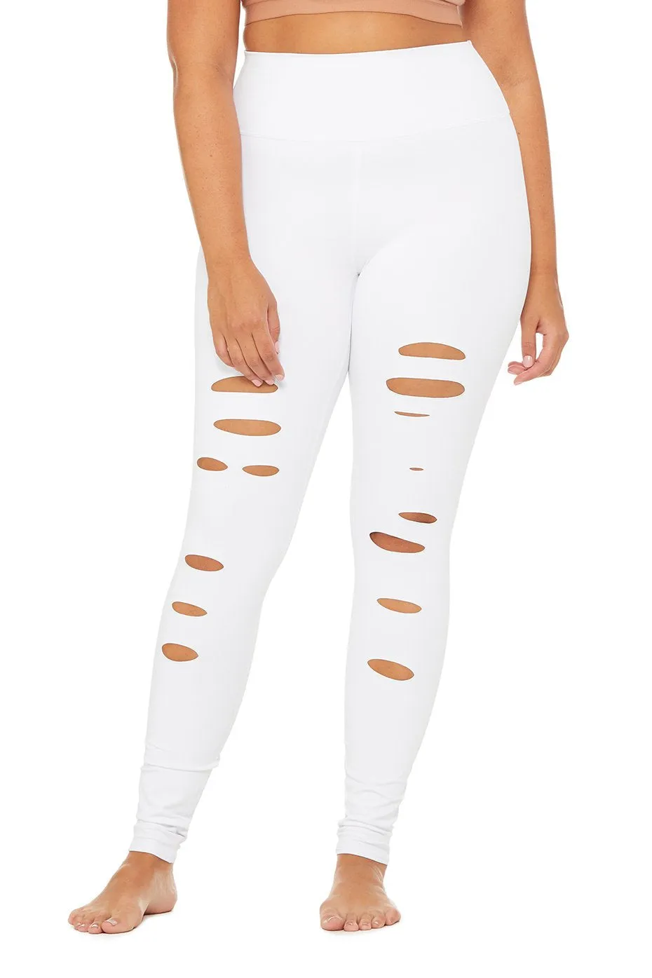 High-Waist Ripped Warrior Legging - White