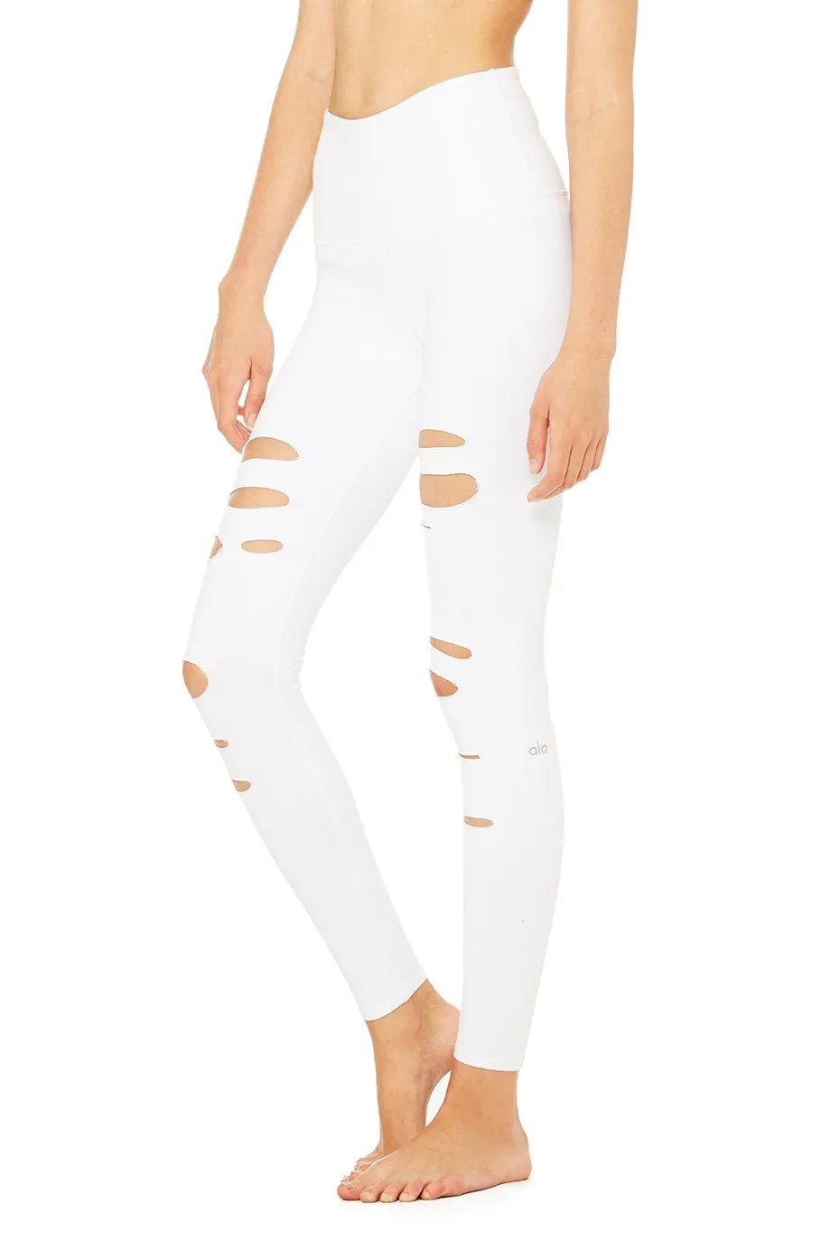 High-Waist Ripped Warrior Legging - White