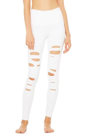 High-Waist Ripped Warrior Legging - White