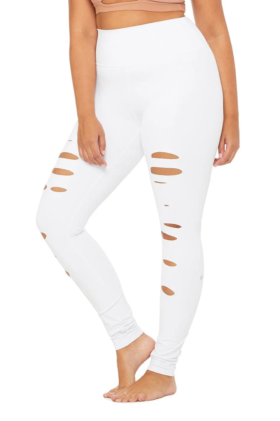 High-Waist Ripped Warrior Legging - White