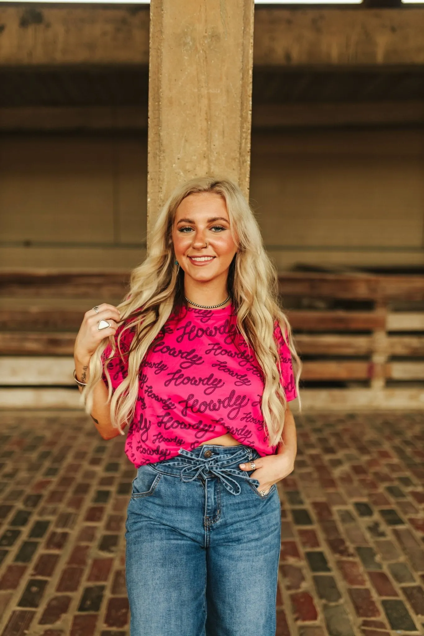 Hot Pink Howdy Western Graphic Tee