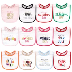 Hudson Baby Cotton Bibs, Holiday Bold Girl