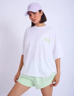 Kaiia Studio Bubble Logo Oversized T-shirt White & Lime